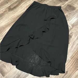 twik Black High-Low Ruffle Wrap Skirt